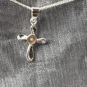 Faith of a Mustard Seed Cross Pendant Silver Tone 18" Necklace 1" Cross Pendant
